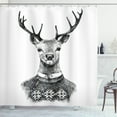 thumbnail image 1 of Ambesonne Indie Shower Curtain, Deer Nordic Sweater Xmas, 69"Wx75"L, Charcoal Grey White, 1 of 3