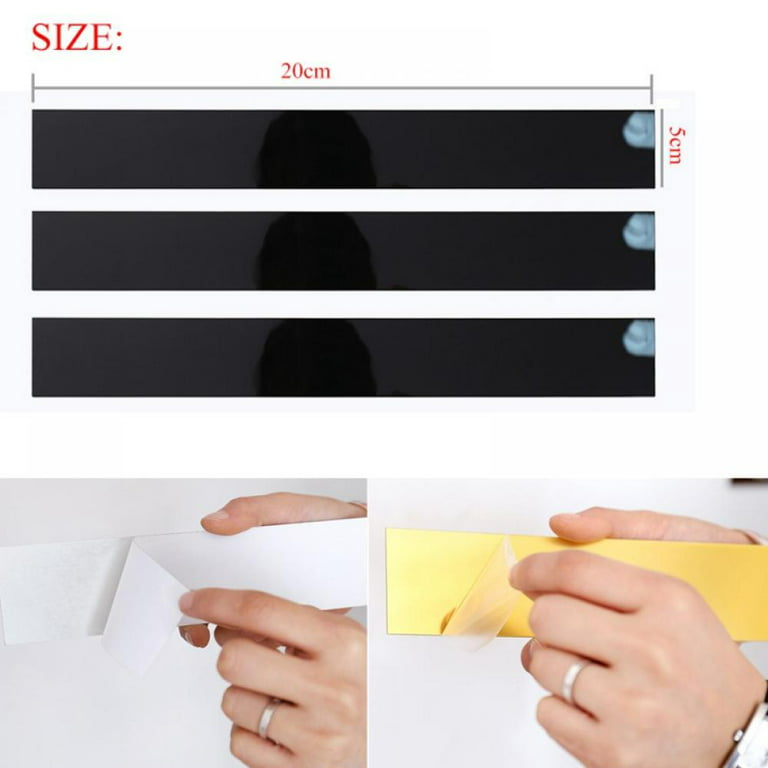10PCS 2x7.87 DIY Striped Mirror Stickers Self Adhesive Long