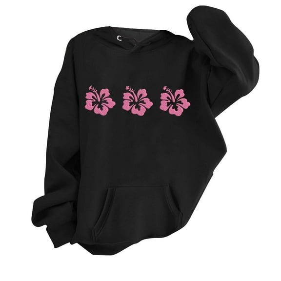 Mercatoo Girls Spring Autumn Hoodie Floral Print Long Sleeve Sweatshirt Kids Girls Outdoor Casual Tops School Sweatshirt