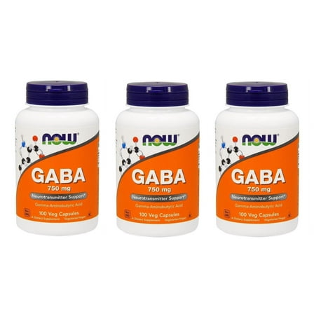Now Foods, GABA, 750 mg, 100 Vcaps - 3 Packs