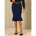 thumbnail image 3 of DARING DIVA Women's High Waisted Mermaid Ruffle Hem Pencil Skirts with Belt L Deep Blue, 3 of 6