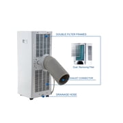 Aire Max 5,000 BTU (10,000 BTU ASHRAE) Portable Air Conditioner with Remote Control for Rooms up to 300 Sq. ft., White, APO110C