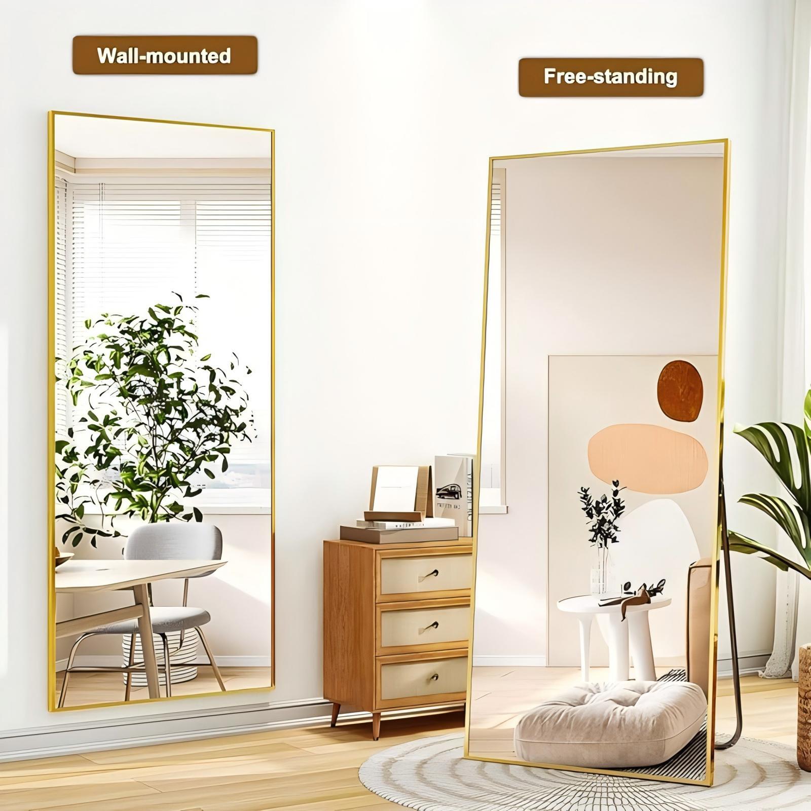 Lumora 64.3"x 21" Full Length Mirror with Frame Large Wall Mounted or Leaning Floor Mirror, Black