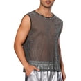 thumbnail image 4 of INSPIRE CHIC Shining Tank Top Men's Party Round Neck Sheer See Through Glitter Sparky Vest T-Shirt S Silver Gray, 4 of 5
