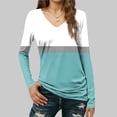 thumbnail image 7 of Atogsazn Women's Long Sleeve Blouse Striped Casual Dressy V Neck Pullover Shirt Loose Fit Tops Outfit Clothing 02-Sky Blue L Fashion, 7 of 7