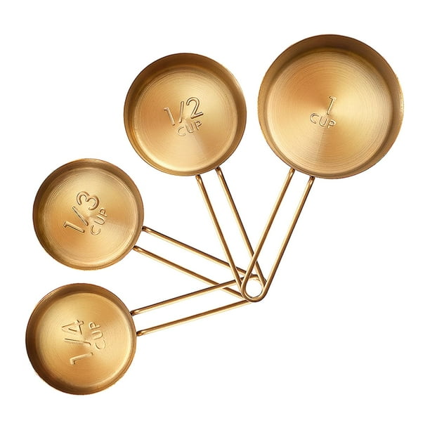 Juego de tazas medidoras, accesorios para herramientas de medición, fácil de limpiar, dorado, para cocina 4 tazas medidoras