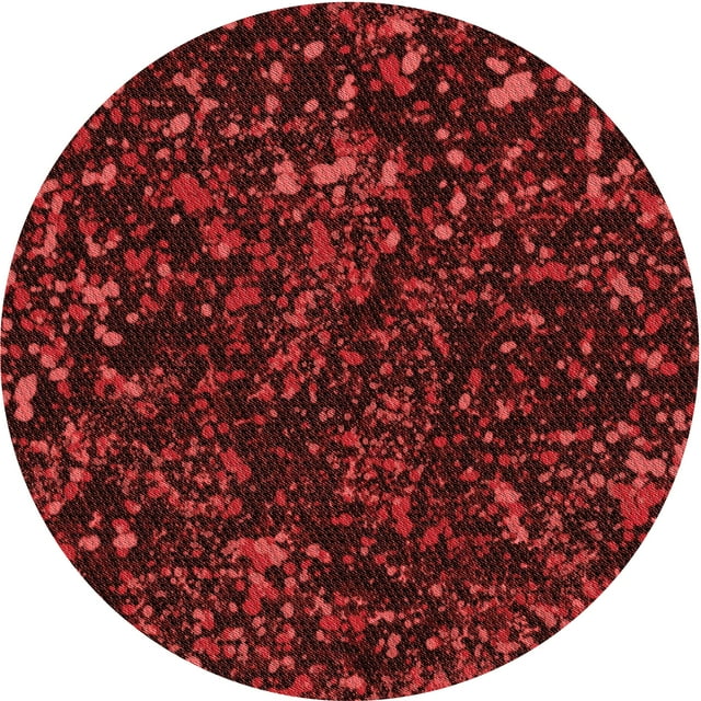Ahgly Company Tapis Rond Lavable en Machine Intérieur Transitionnel Rouge Foncé, 6 Pieds Rond