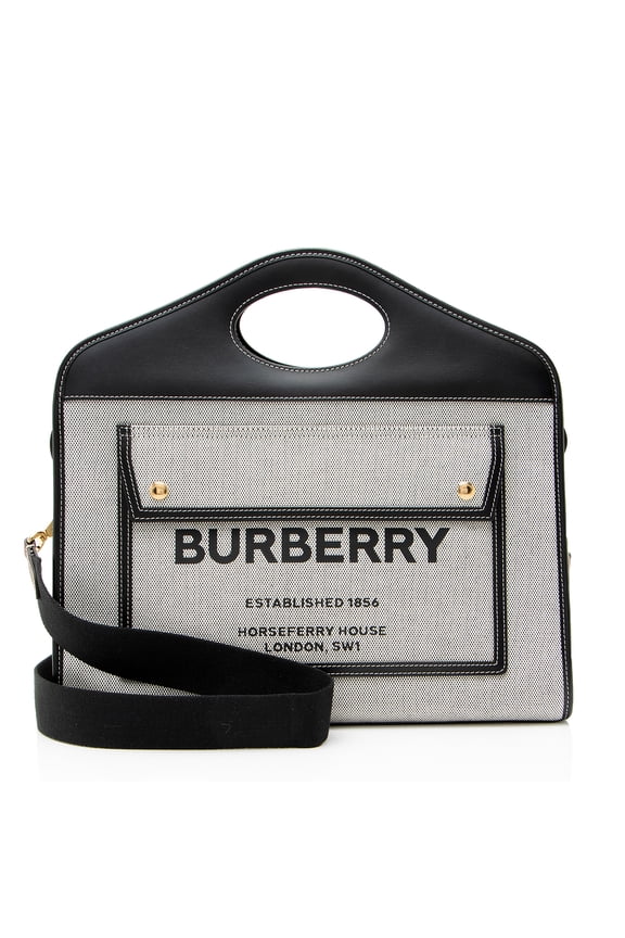 Pre-Owned Burberry Canvas Horseferry Medium Pocket Tote