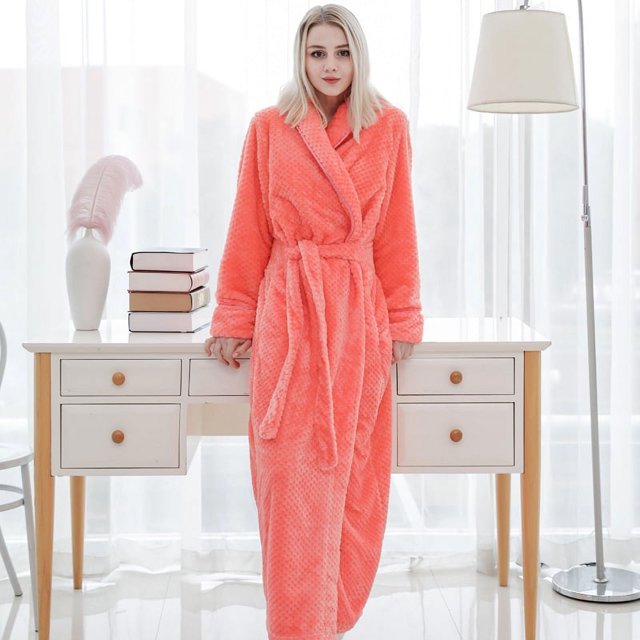 Camisón de franela alargado y grueso para parejas, para otoño e invierno, albornoces para hombres y mujeres, pijamas de vellón coral extragrandes