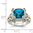 thumbnail image 5 of Auriga Fine Jewelry 925 Sterling Silver and Gold Blue Topaz Diamond Solitaire Ring Size 7 for Women, 5 of 6
