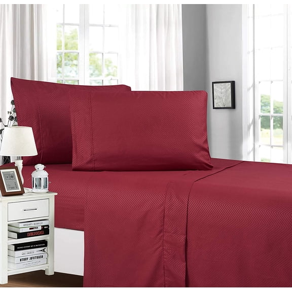 Chevron Embossed Collection 4-Piece Bed Sheet & Pillowcase Set