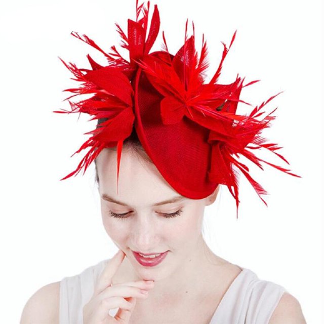 Sombrero de s Artificiales Fascinator de Pelo Diadema de Novia para Fiesta de Té, Cóctel rojo Baoblaze Fascinator de sombrero de mujer