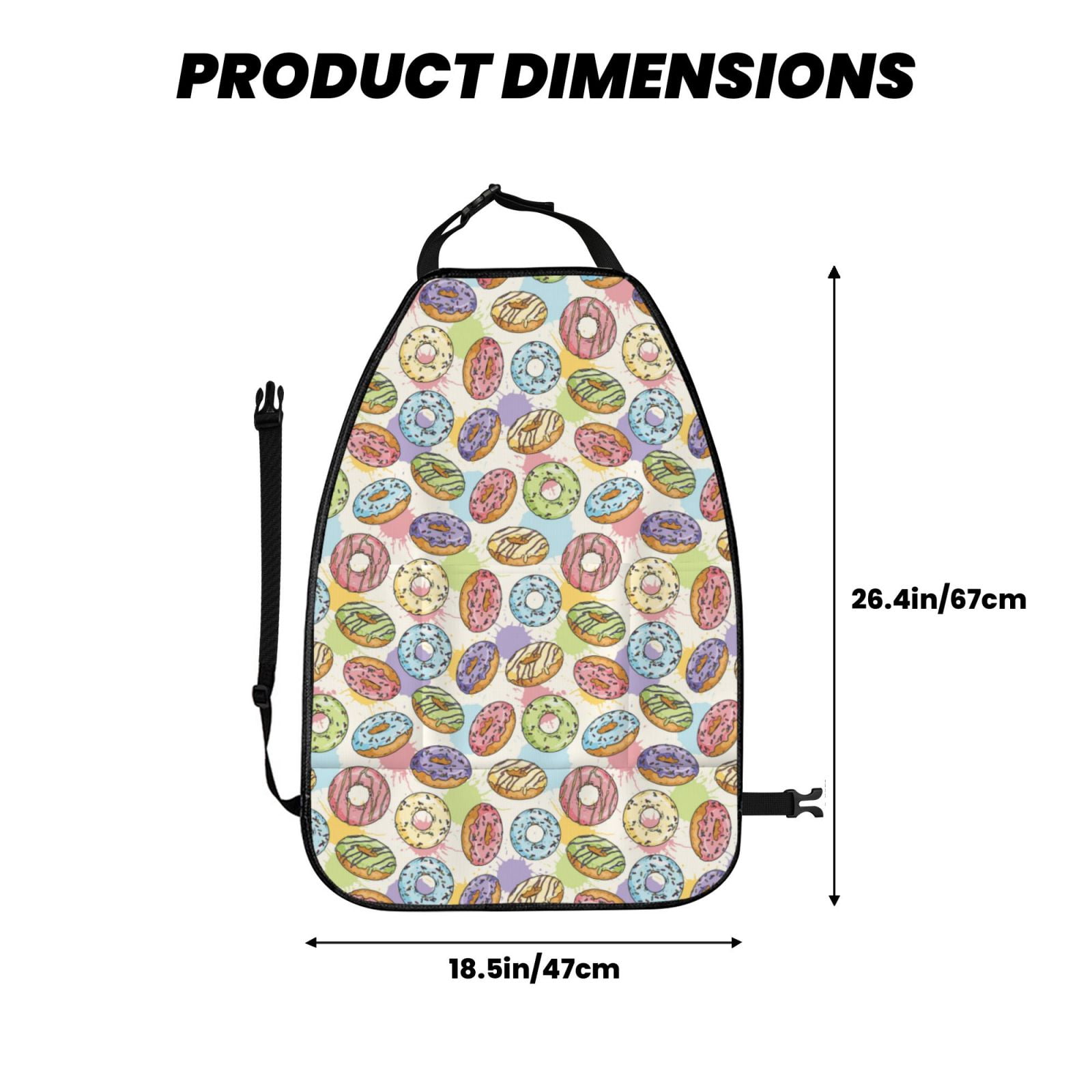 Kdxio Glazed Donuts Print 2 Pack Car Kick Mat Seat Cover Back Protector Mat with Pockets for Organizer Backseat Protector and Storage Anti Kick Pad for Vehicles