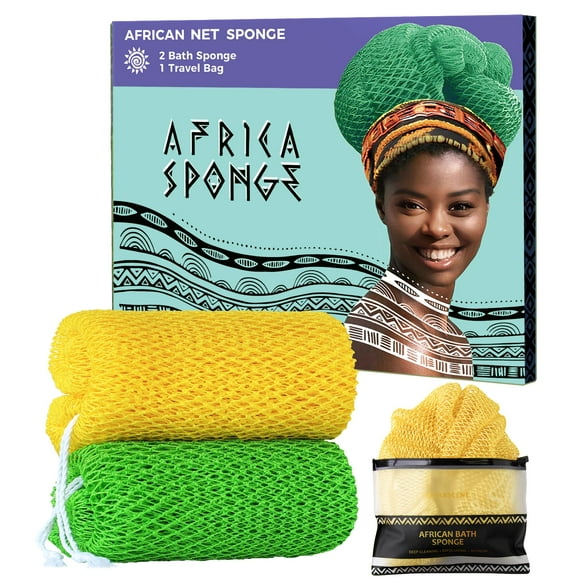 Esponja de baño RelaxScene African Net exfoliante, paquete de 2