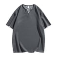 thumbnail image 2 of pstuiky camisetas de hombre, Camisa informal de manga corta con solapa y botones sólidos para hombre camisetas de hombre m, 2 of 6