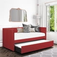 thumbnail image 2 of Pemberly Row Wood and Fabric Upholstered Daybed with Trundle in Red, 2 of 9