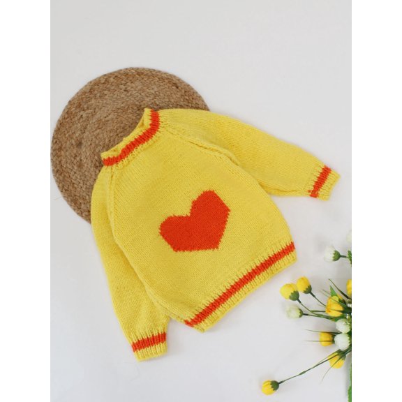 Woonie Handmade Full Sleeves Heart Detailing Sweater-Yellow