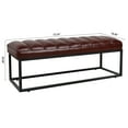 thumbnail image 7 of Upholstered Tufted Long Bench, Bedroom End of Bed Bench, PU Rectangular Bench with Metal Legs, Indoor Ottoman Entryway Shoe Bench for Living Room Hallway, Dark Brown, 7 of 7
