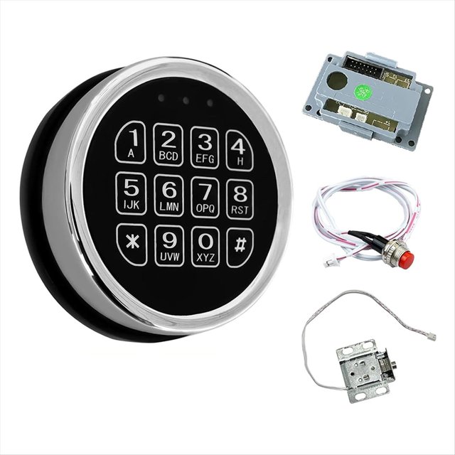 Reemplazo de Cerradura de Caja Fuerte, Cerradura con Teclado de Aleación de Zinc con Acceso por Solenoide, Placa Base con Cable Plano de 14 y Botón de Reinicio.