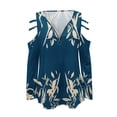 thumbnail image 4 of Camiseta suelta estampada a la moda para mujer Blusa de manga larga con cuello en V Tops casuales Pompotops  FGAJ14799, 4 of 6
