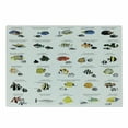 thumbnail image 1 of Ocean Cutting Board, Illustration of Different Fish Species Underwater Aquatic Picture, Decorative Tempered Glass Cutting and Serving Board, Small Size, Yellow Blue Black, by Ambesonne, 1 of 1