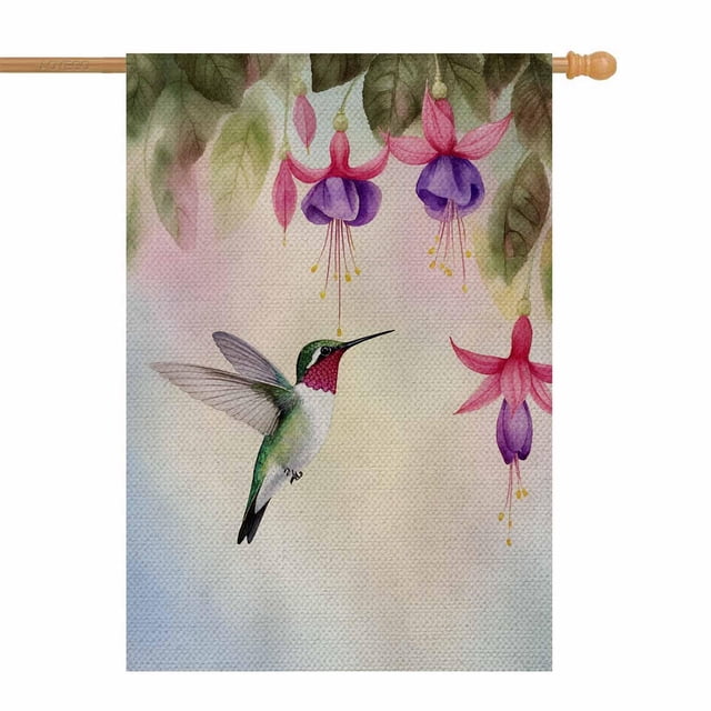 Bandera de jardín AOYEGO Hummingbird House, 70 x 100 cm, poliéster