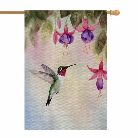Bandera de jardín AOYEGO Hummingbird House, 70 x 100 cm, poliéster