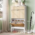 thumbnail image 1 of 1 Mdf+Pb Wave Pattern Two-Door One-Drawer Shoe Cabinet, 1 of 9
