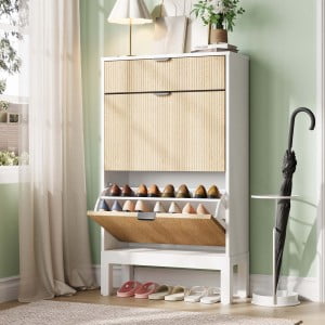 1 Mdf+Pb Wave Pattern Two-Door One-Drawer Shoe Cabinet