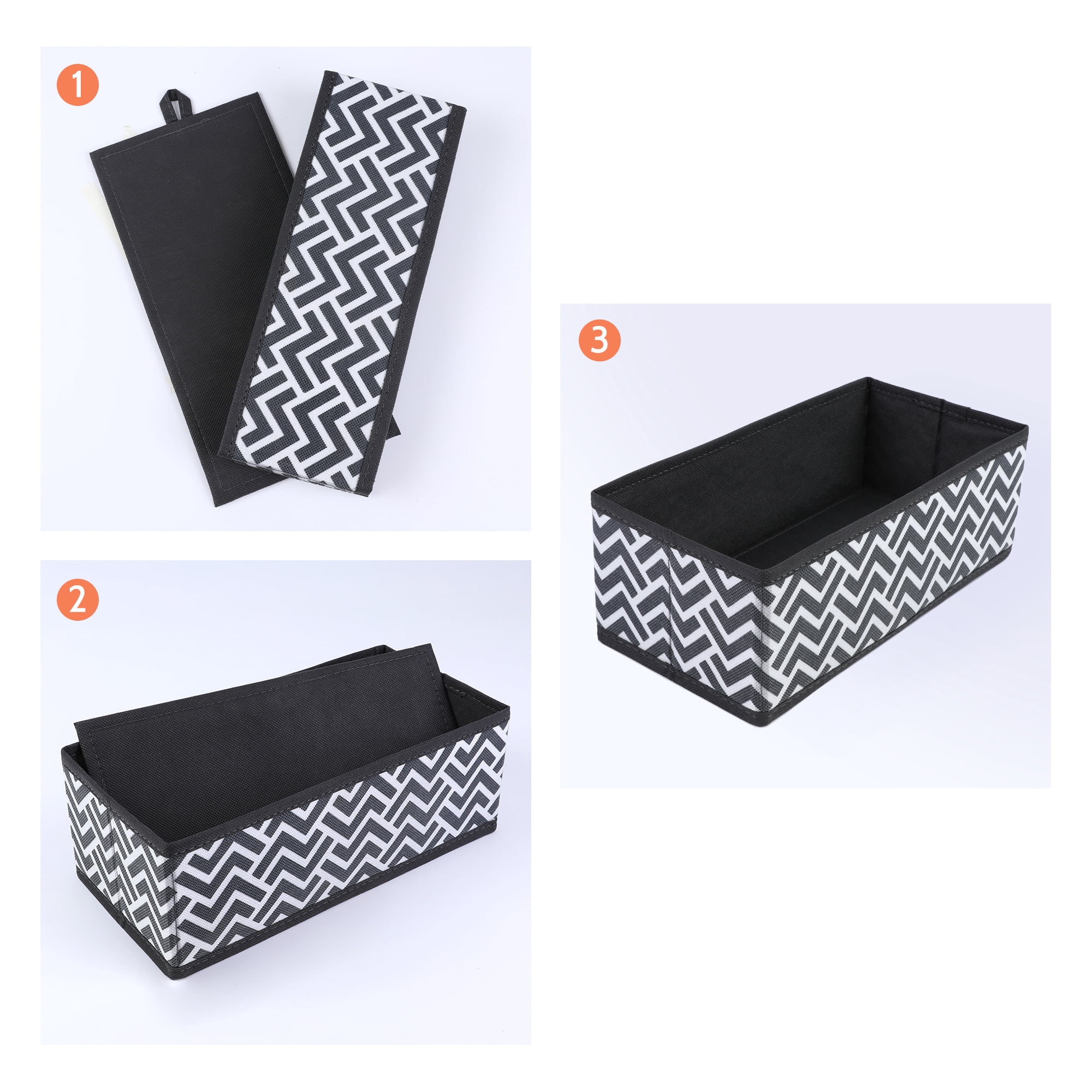 Unique Bargains Storage Bins for Closet Organizers Wavy Pattern Black 11"x5.5"x3.9"