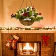 thumbnail image 7 of Artificial Christmas Berry Hanging Basket,17.72" Green Flocked Christmas Hanging Basket, Xmas Baskets with Lights and Pine Cones Berries for Outdoor Decor, 7 of 7