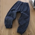 thumbnail image 2 of TEAJOPSUU Boys Cargo Pants Wide Leg Streetwear Kids Pants Elastic Waist Lightweight Outdoor Jogger Pants with Pockets 4-14 Years C-Navy, 2 of 3