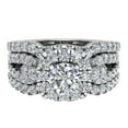 thumbnail image 4 of Diamond Loop Shank Cushion Shape Wedding Set w/ Enhancer Bands Bridal 1.80 CTW 14K White Gold (G,SI), 4 of 4