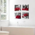 thumbnail image 6 of Red Wall Art Ruby Red Rose Flower Picture Wall Decor for Couple Bedroom Dining Room Black and Red Canvas Prints Floral Love Theme Paintings Modern Artwork Bathroom Home Decoration 16x16\u201d 4 Pieces, 6 of 6