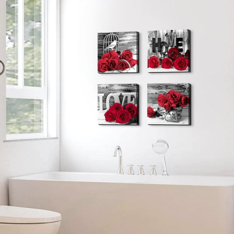 絵画 Ruby-red Flowers 絵画 Ruby-red Flowers Red-Wall-Art-Ruby-Red-Rose-