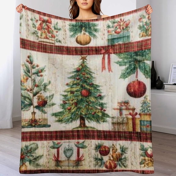 RKSupls Christmas Throw Blanket,Soft Warm Flannel Plaid Blanket Gift for Christmas Home Bed Sofa Couch Decor,30x40 in