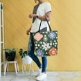 thumbnail image 4 of FORMRS Womens Canvas Tote Bag with Zipper Inner Pocket Shoulder Handbag, Blue Geometric Flowers, 4 of 7