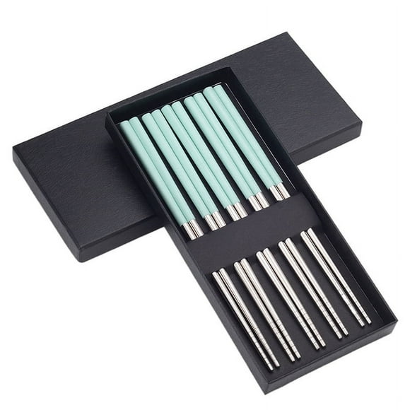 Granjero Gordo pares de palillos chinos portátiles de acero inoxidable hechos de paja de trigo de metal reutilizables, adecuados para el hogar, campamentos, verdes