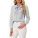 thumbnail image 4 of Blusa de trabajo de manga larga con botones y cuello atado para mujer INSPIRE CHIC XL Gris Claro, 4 of 6