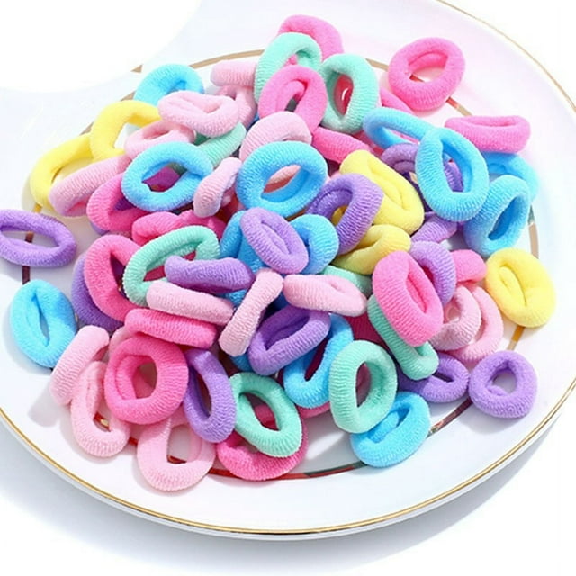 Tignapoo Vibrant Elastic Hair Ties for Kids - 100-Piece Set of Seamless, Durable, and Adorable Hair Loops in Assorted Colors, Perfect for Daily Use, Parties, and Birthdays