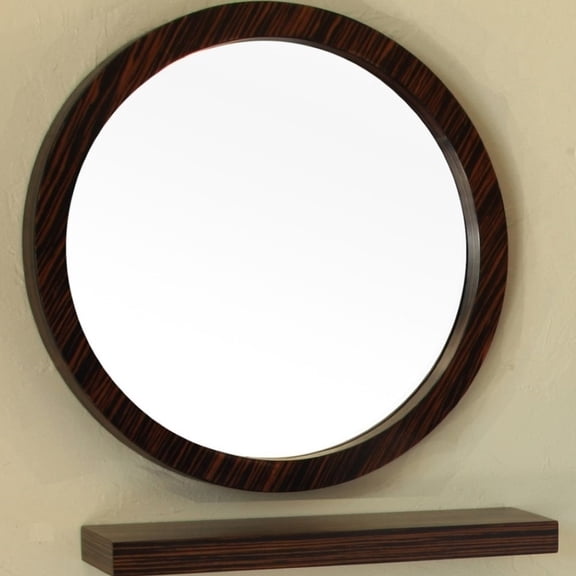 Bellaterra Home 21.7 in Round mirror-wood-Ebony-Zebra