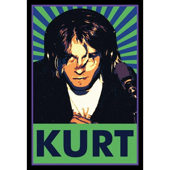 BUY ART FOR LESS Officially Licensed Kurt Cobain Nirvana 24 x 36 Inch Pop Framed Art Poster - Sturdy Engineered Wood Frame with Plexi Glass - Ready To Hang