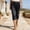 Black plus size capri pants for women a1, variant on Cagogo Women Plus Size Denim Capri Pants Elastic Waist Flowy Casual Solid Basic Capri Pants Party, Light Blue XL