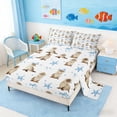 thumbnail image 2 of Manfei Watercolor Sea Lion Full Size Sheets for Kids Boys and Girls, Starfish Bow Dot Bed Sheets 4-Piece, 1 Flat Sheet, 1 Fitted Sheet and 2 Pillowcases, 2 of 6