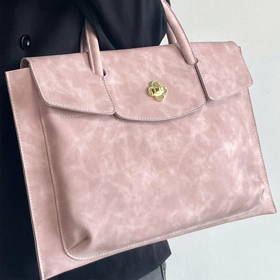 Laptop Bag for Women 14 Inch PU Tote Bag Business Office Work Bag Waterproof Briefcase Computer Tote Lightweight Handbag Bonlting Cute Bag for Student College, Pink