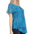 thumbnail image 3 of Sakkas Zoya Marbled Embroidery Cap Sleeves Blouse / Top - Dark Blue - One Size, 3 of 5