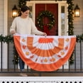 thumbnail image 3 of Thanksgiving Half Circle Porch Banner, Orange White Pumpkin Pleated Fan Bunting with Fall Harvest Pattern, for Front Door Porch Balcony Railing Window Autumn Party Home Decor, 3 of 8