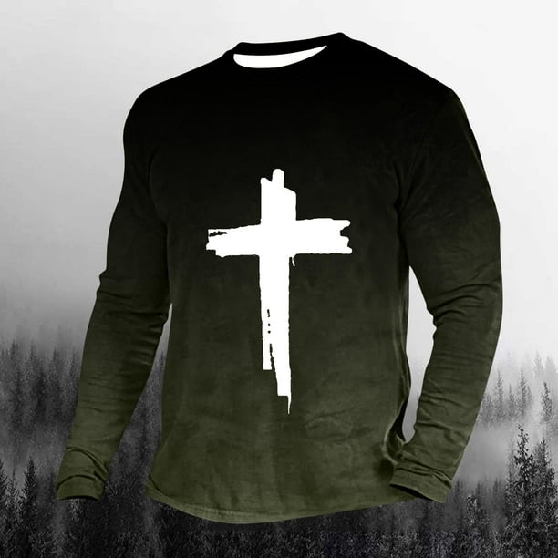 Blusas y camisas de manga larga con cuello redondo para hombre, blusa informal de moda con cuello redondo y estampado de manga larga, blusa de poliéster para hombre.