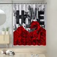 thumbnail image 4 of FOCUSNORM Jolis Rideaux de Douche pour Salle de Bain Imprimé de Lettres Motif Rose Transparence Forte Rideau de Douche Mode, 4 of 5