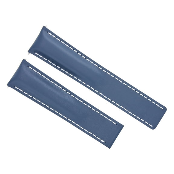 22MM LEATHER STRAP SMOOTH BAND FOR BREITLING NAVITIMER CHRONOMAT CLASP BLUE WS
